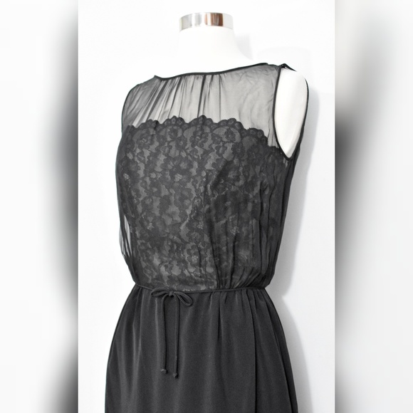 Vintage 50s/60s Black Illusion Wiggle Dress - Picture 8 of 8